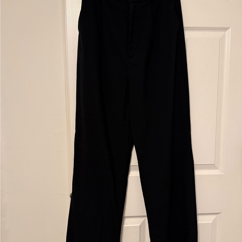 Stradivarius Women's Black Wide Leg Dad Pants